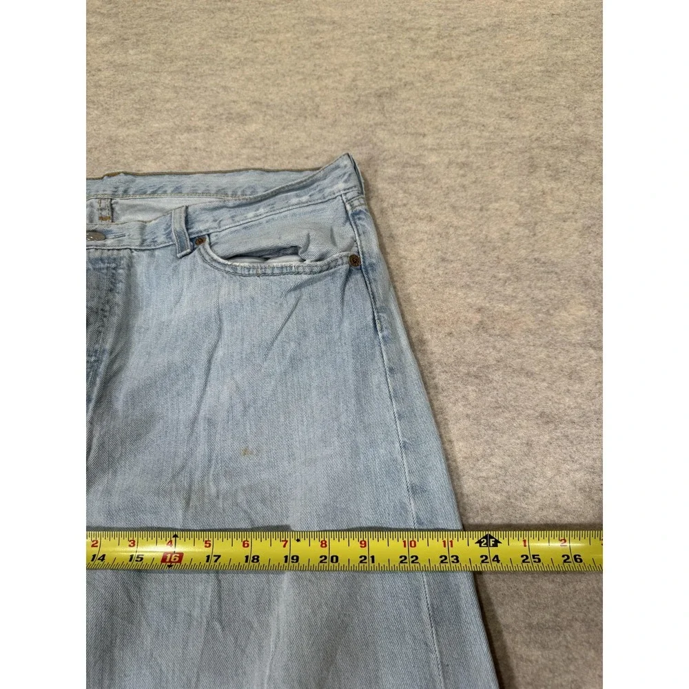 Levis 501 Jeans Mens 38x36 Light Wash Blue‎ Denim Regular Straight Button Fly